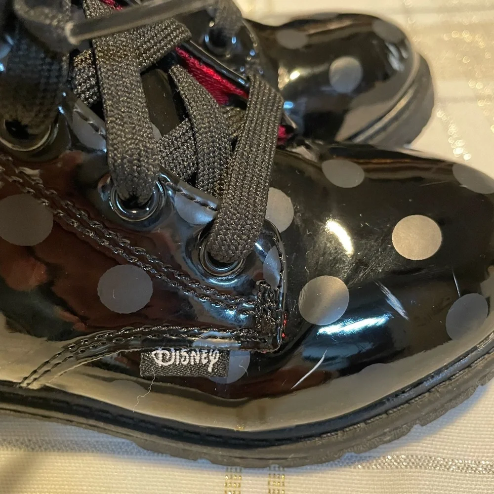 Disney Kids Black and White Polka Dot Boots